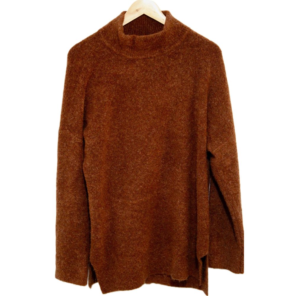 Womens Abercrombie & Fitch Brown Ribbed Cuffs Turtleneck Sweater Top Size Large